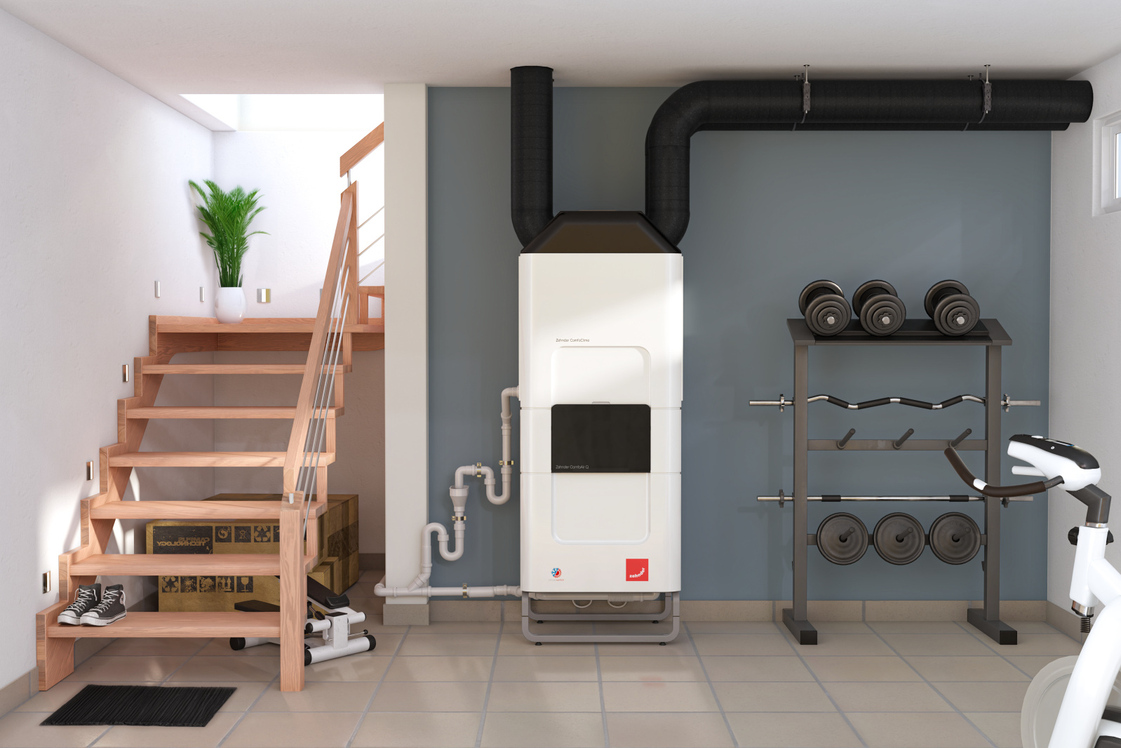 Zehnder_CSY_ComfoClime_basement_training_Milieu Rendering Zehnder ComfoClime 36 Comfortable indoor ventilation Front view