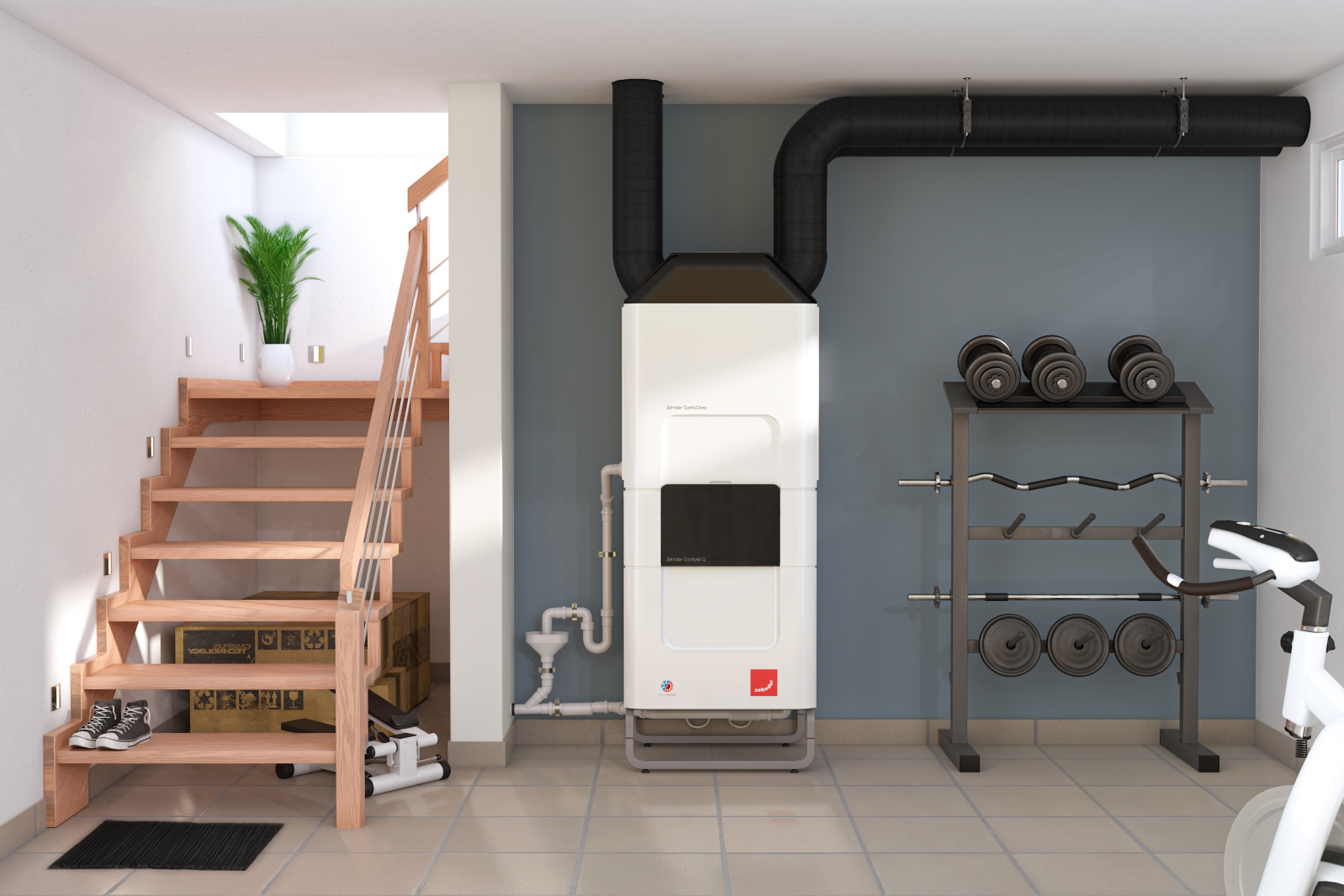 Zehnder_CSY_ComfoClime_basement_training_Milieu Rendering Zehnder ComfoClime 36 Comfortable indoor ventilation Front view