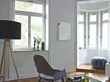 automised ventilation, on demand control, sensor,decentralised, living room, lounge, CA70, comfoair 70, CA 70, white, synthetical external wall cover, enthalpy exchanger