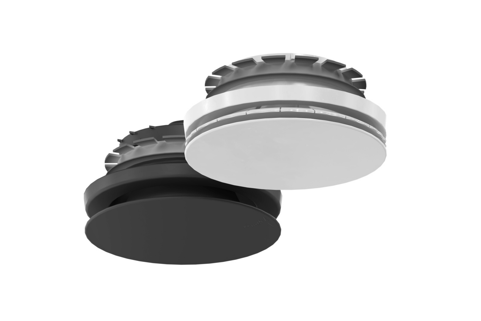 Zehnder_CSY_ComoValve_Luna_S_E_Traffic-White_Black_Cutout Cut-Out Zehnder ComfoValve Luna E125 Comfortable indoor ventilation Angled view