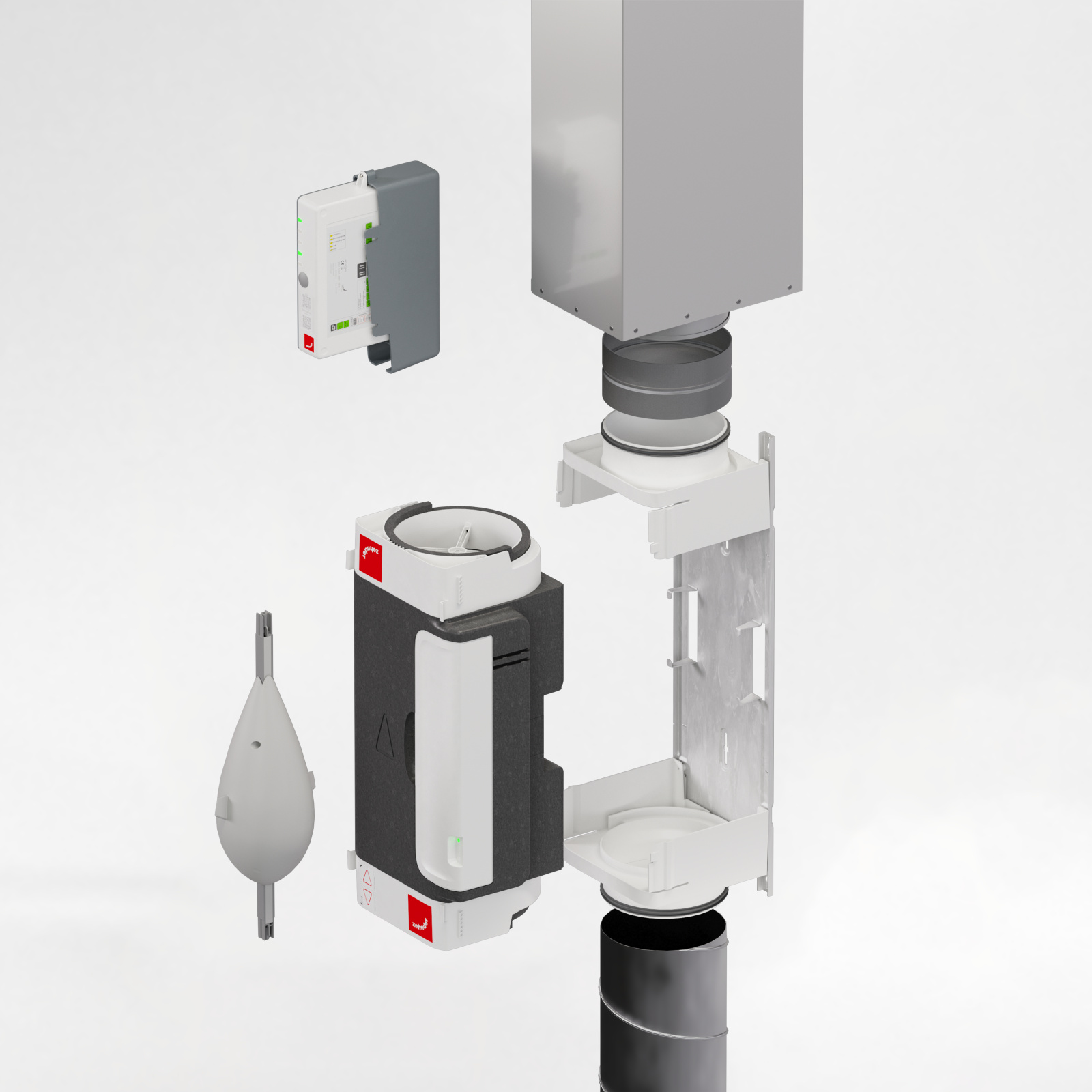 Rendering Zehnder ComfoVar Aero Comfortable indoor ventilation Angled view