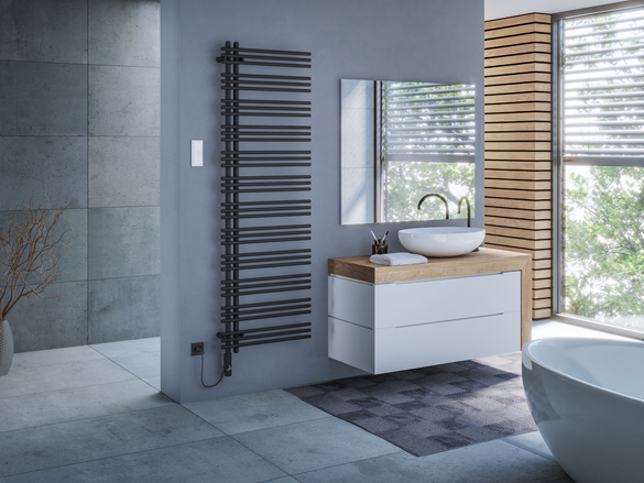 Rendering Zehnder Yucca Asym Decorative radiator Angled view