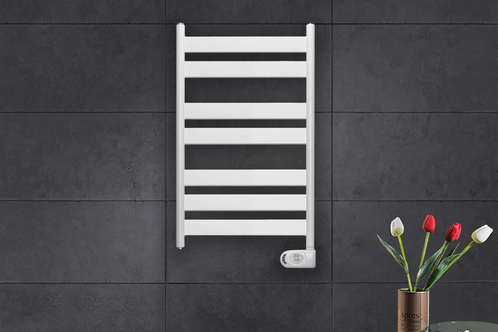 Zehnder_RAD_Zeta-EL_milieu_TrafficWhite_frontal Rendering Zehnder Zeta Decorative radiator Front view