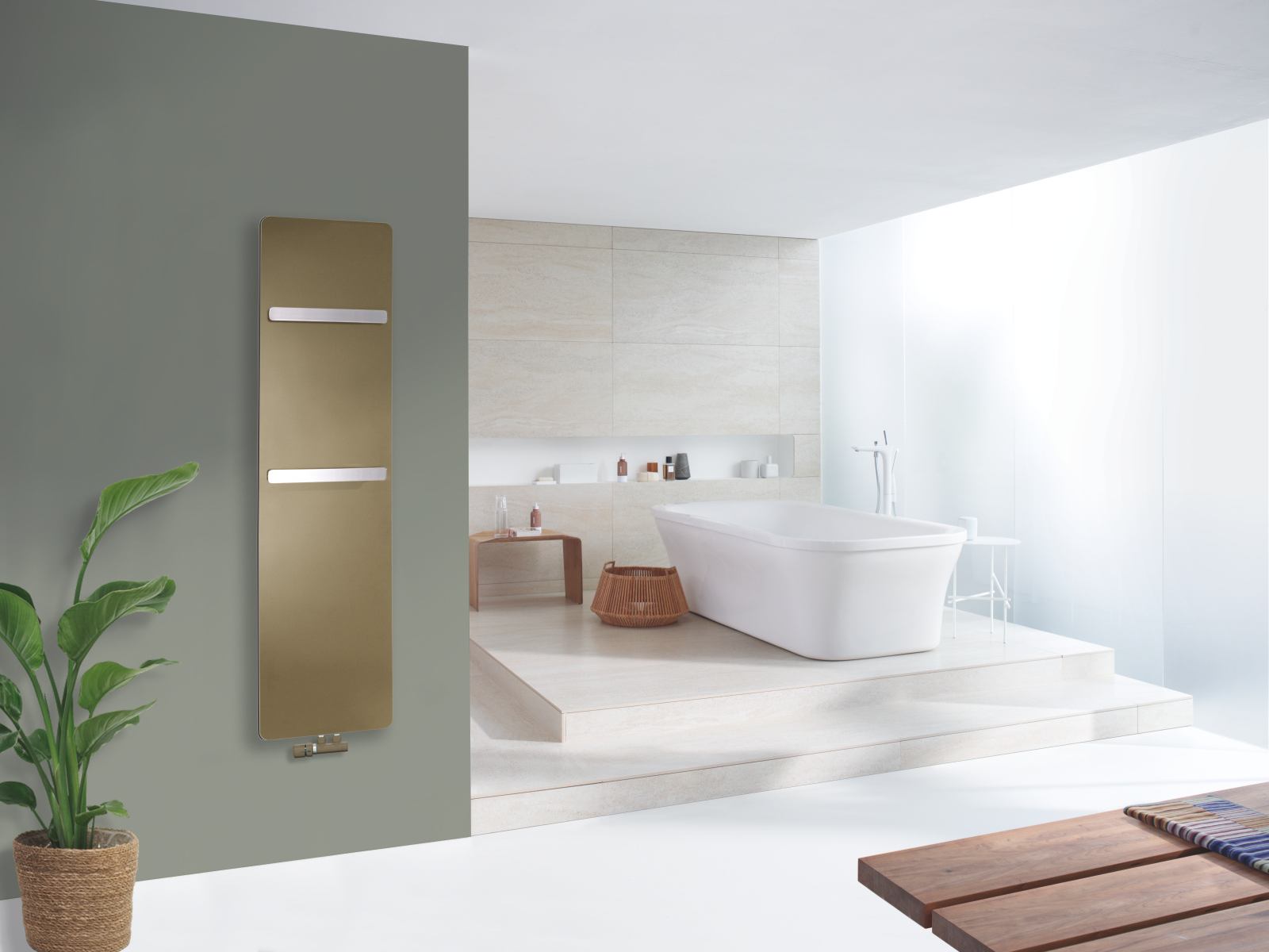 Rendering Zehnder Vitalo Bar Decorative radiator Angled view