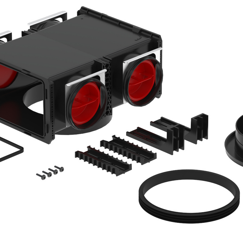 Rendering Zehnder ComfoCube Flex Comfortable indoor ventilation Angled view