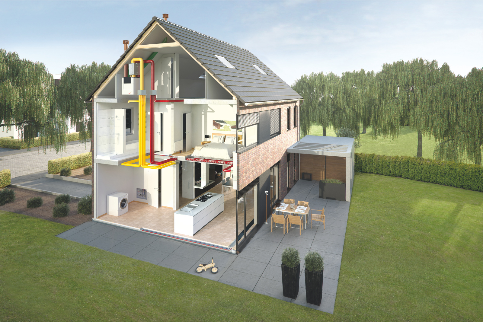Rendering Zehnder ComfoAir Q350 ST Comfortable indoor ventilation
