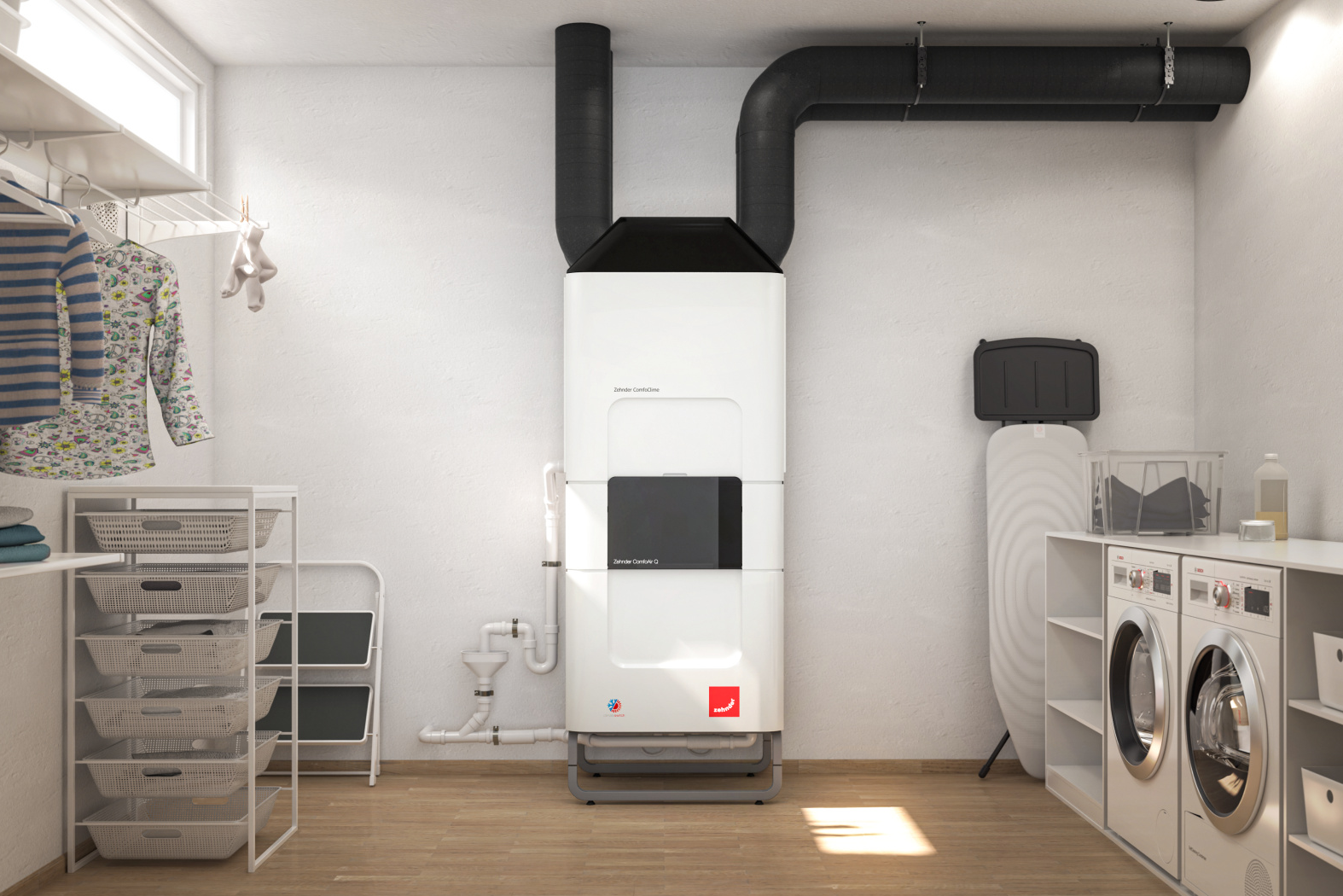 Rendering Zehnder ComfoClime Q Comfortable indoor ventilation Front view