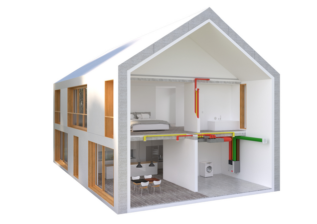 comfo Air Q, CA Q, cutout, building, System, air distribution, house, Single family home,