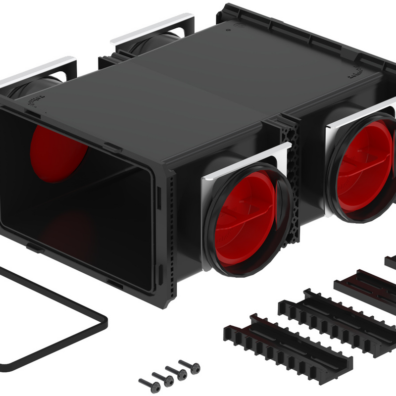 Rendering Zehnder ComfoCube Flex Comfortable indoor ventilation Angled view