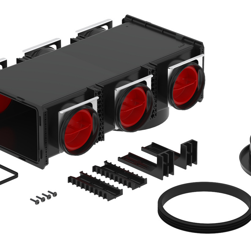 Rendering Zehnder ComfoCube Flex Comfortable indoor ventilation Angled view