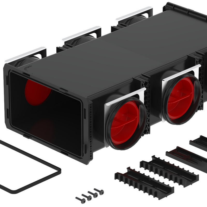 Rendering Zehnder ComfoCube Flex Comfortable indoor ventilation Angled view